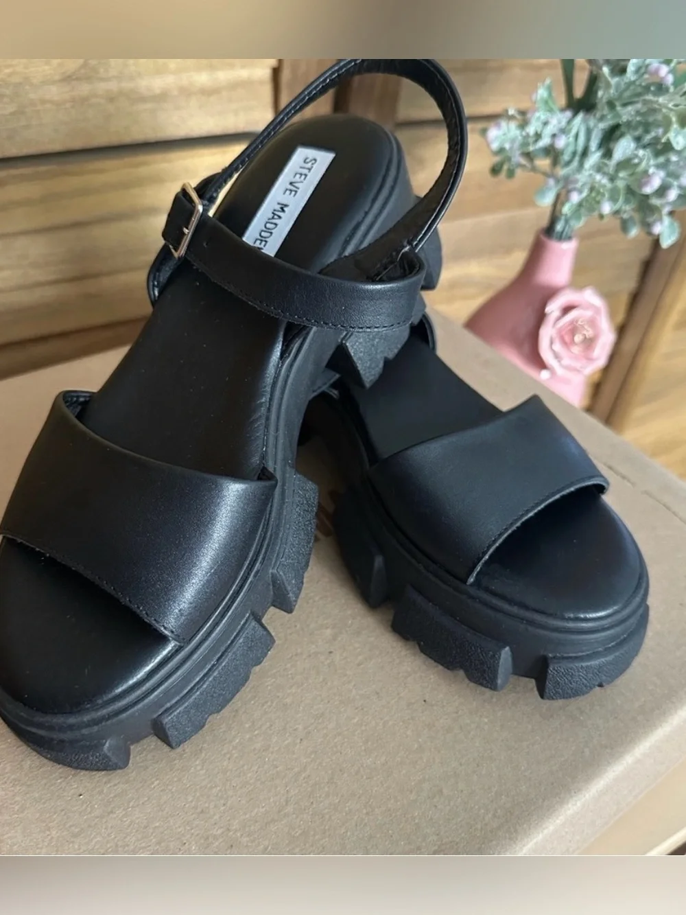 Steve Madden Black Platform Sandals